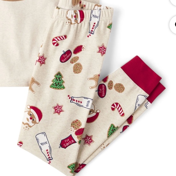 The Children’s Place Unisex Milk & Cookies For Santa 2 PC Pajama Set Size 10 NWT - Picture 4 of 6